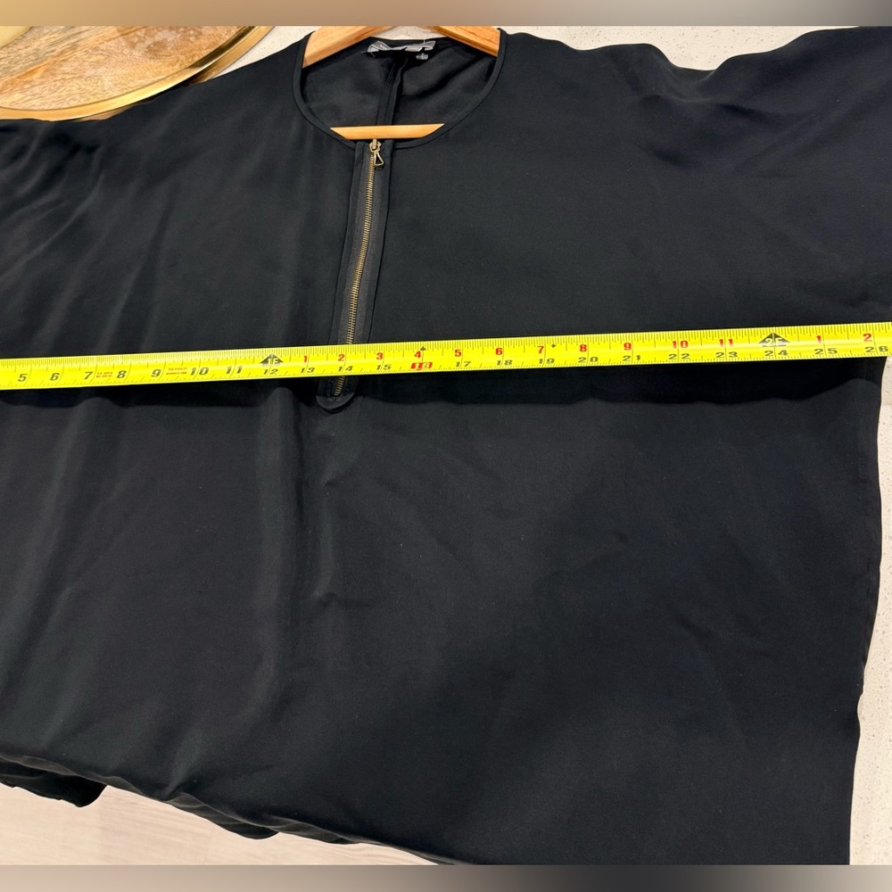 Vince 100% Silk Black Half-Zip Blouse. - Picture 6 of 6
